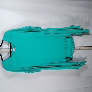 2/$10 04177 Ivy Jane turquoise ruffle hem tunic S/M